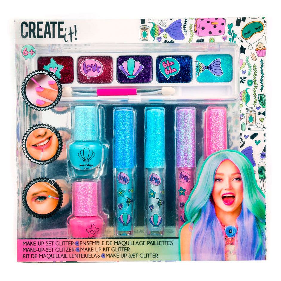 Erstelle es! Schönheits -Make -up -Set Glitter, 7dlg.