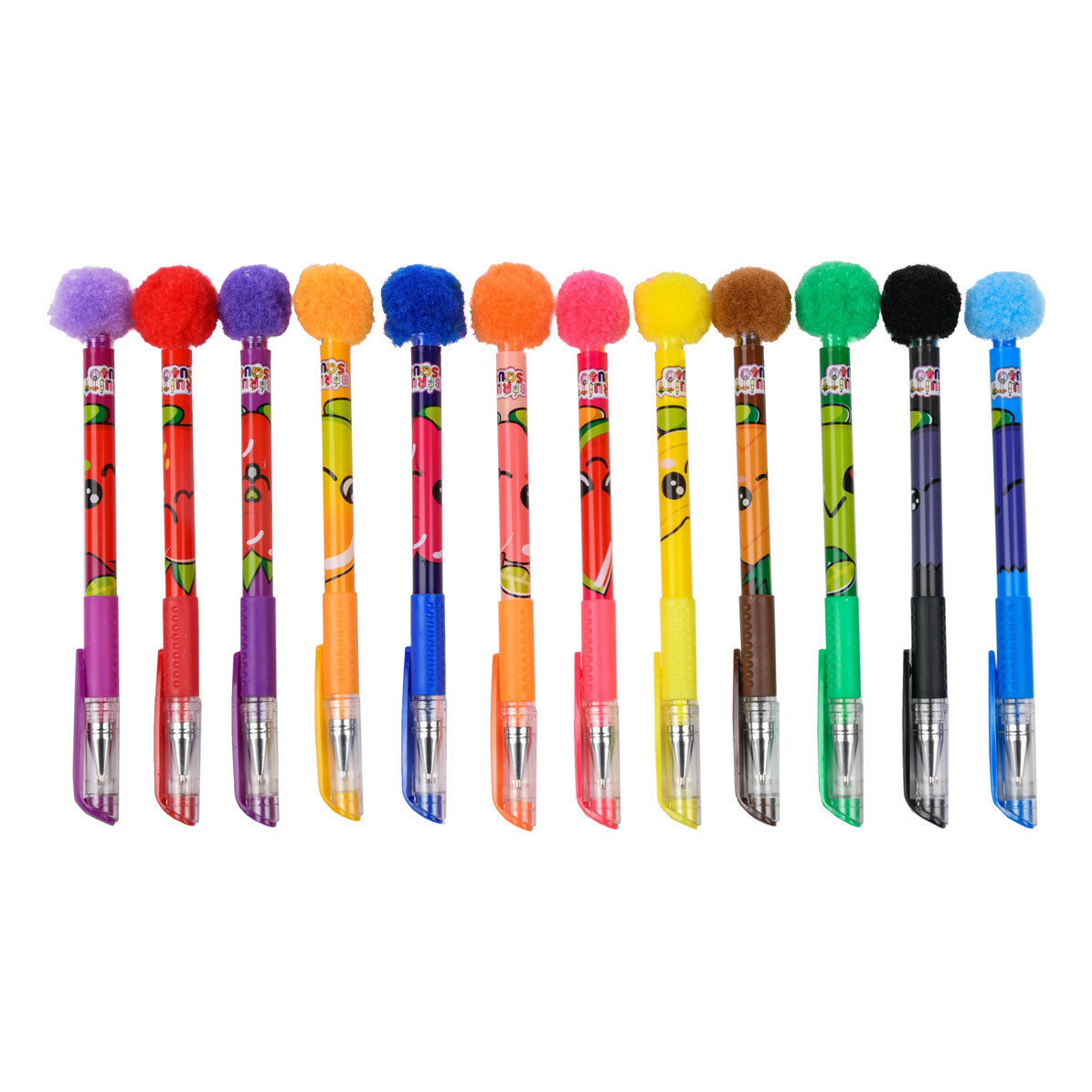 Fruity Squad Pompom -Gel -Stifte mit Duft, 12st.