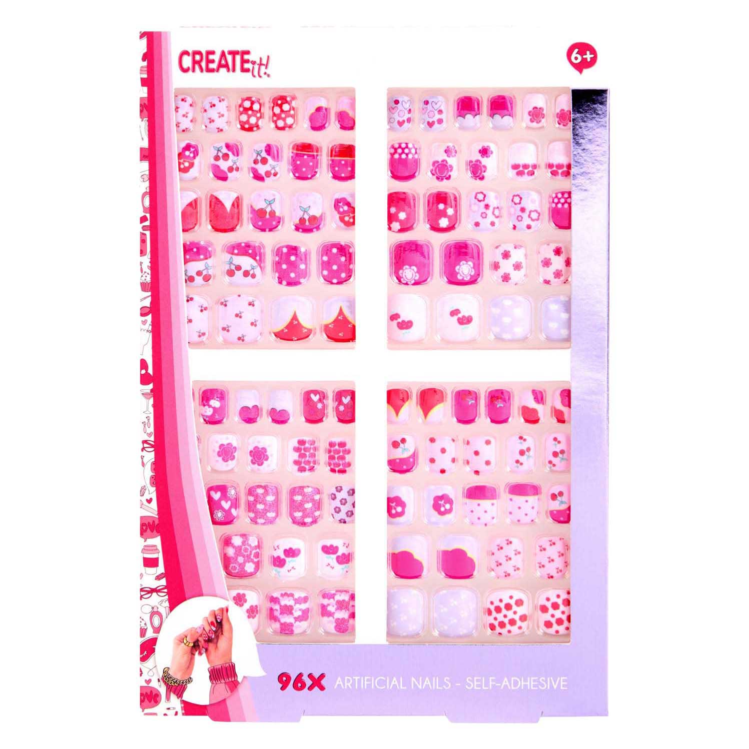 Erstelle es! Kunstnägel selbstklebend Maxi-Set, 96-tlg