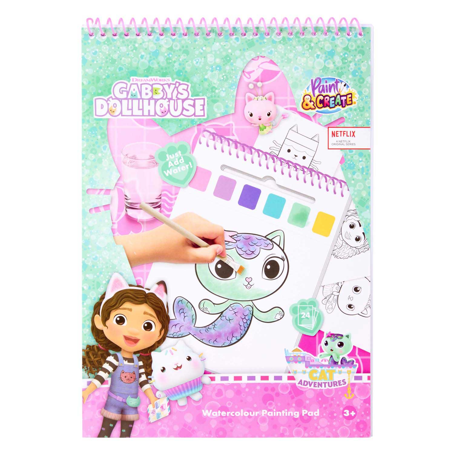Canenco Gabby's Dollhouse Wasserfarben-Set-Buch – inkl. Pinsel