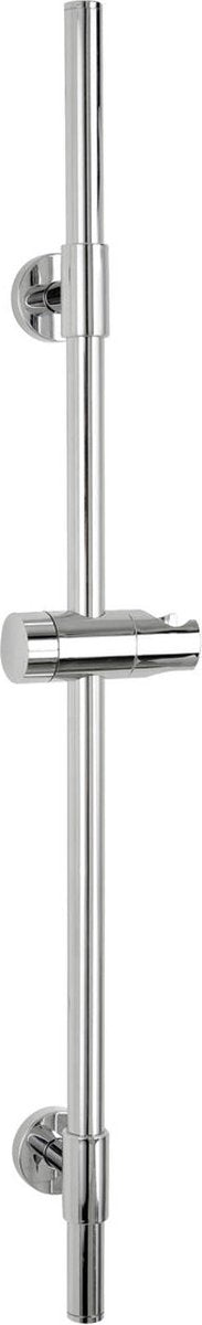 Wenko Duschstange Basic Edelstahl Chrom, Länge 66cm, Durchmesser 19mm, mit Brausekopfhalter und 2 Wandhalterungen - Duschstange Chrom