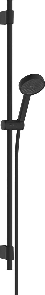 Hansgrohe Activera S - Duschset - Ecosmart Wassersparen - 95mm Größe - 2 Strahlfunktionen - mit Schiebestange Varia 105 cm - Mattschwarz