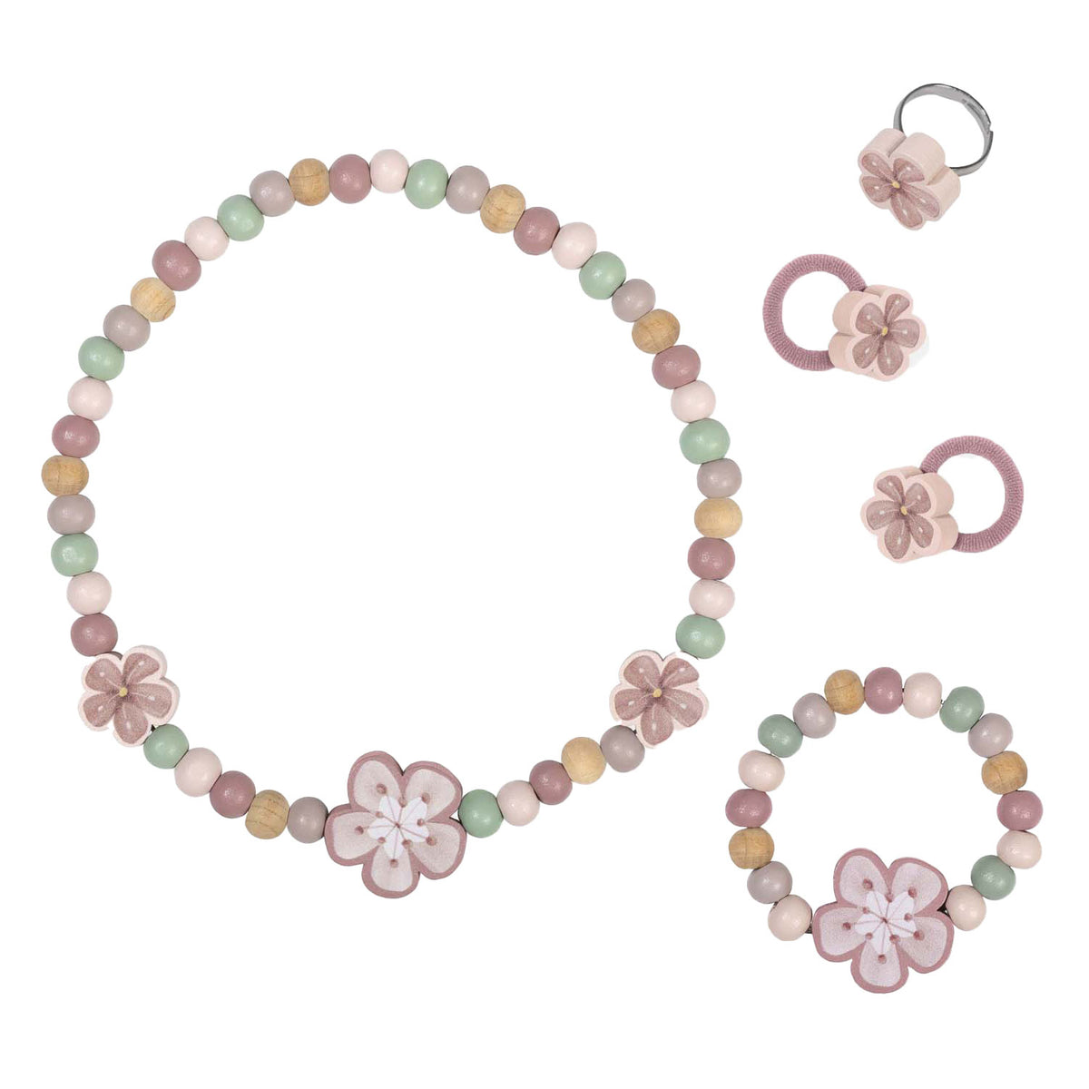 Kleine niederländische hölzerne Schmuck Blumen, 4dlg.