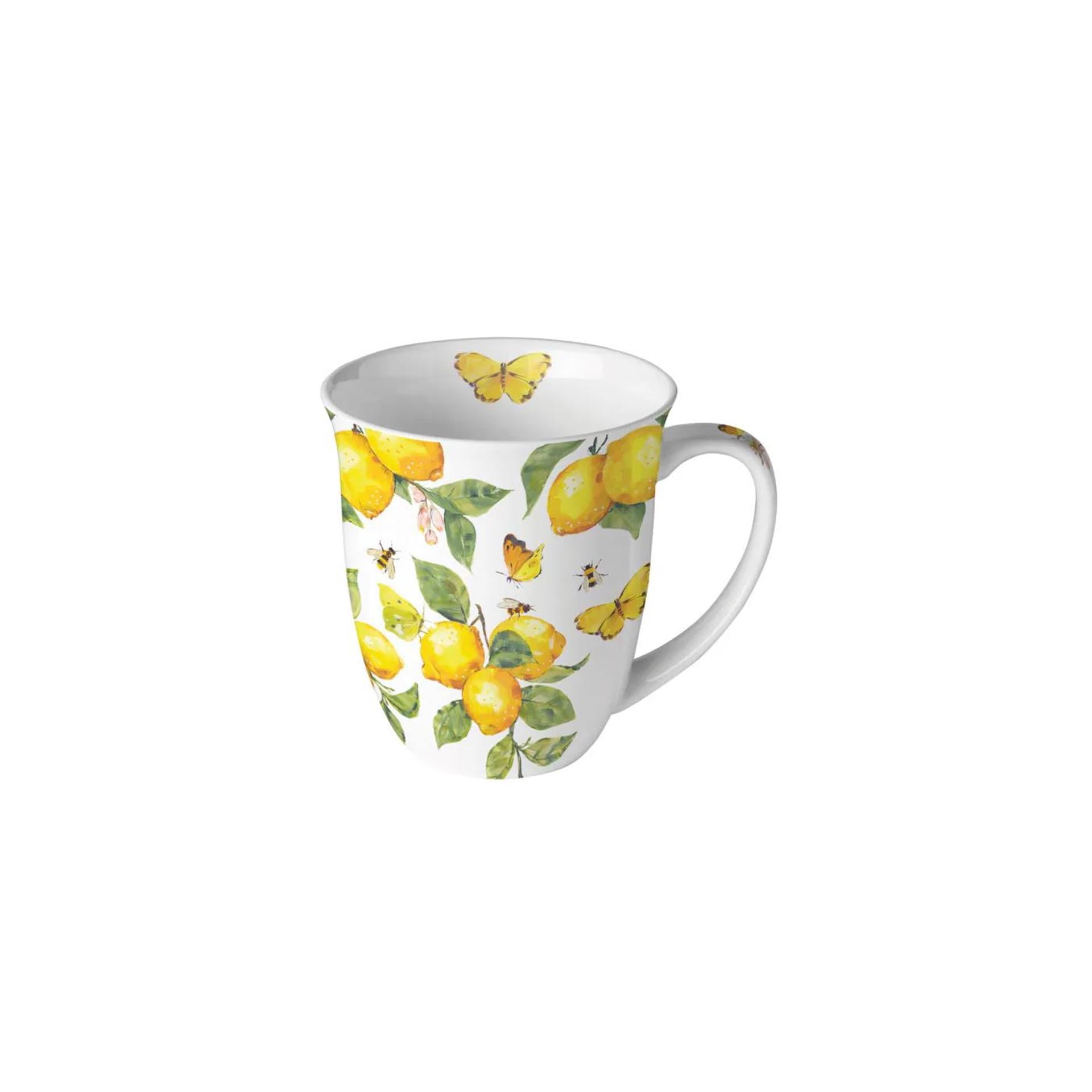 Ambiente Becher 0,l frische Zitronen weiß