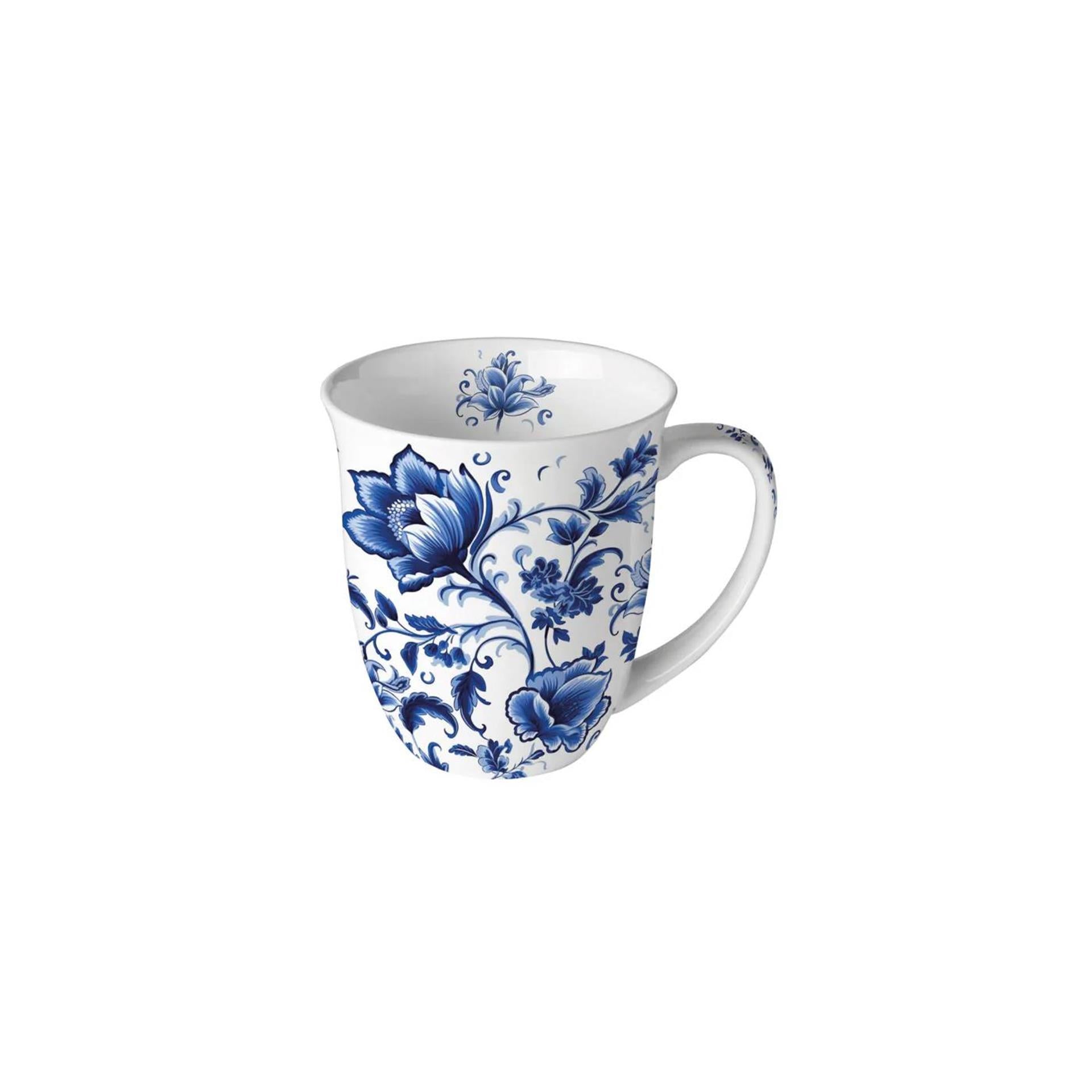 Ambiente Becher 0,4 l Delfter Blau mit Blumenmuster
