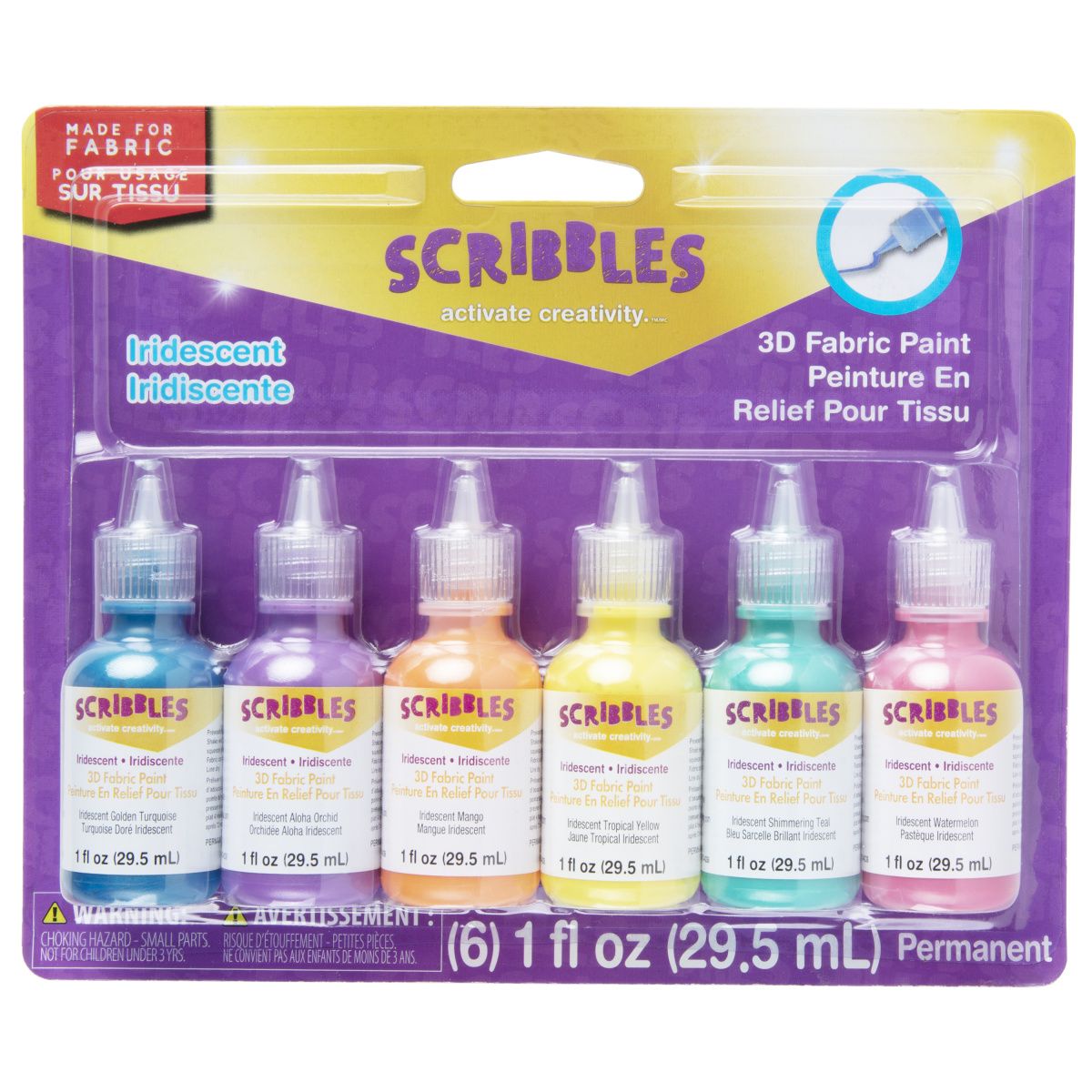 Scribbles • 3D-Stofffarbe schillernd 6St
