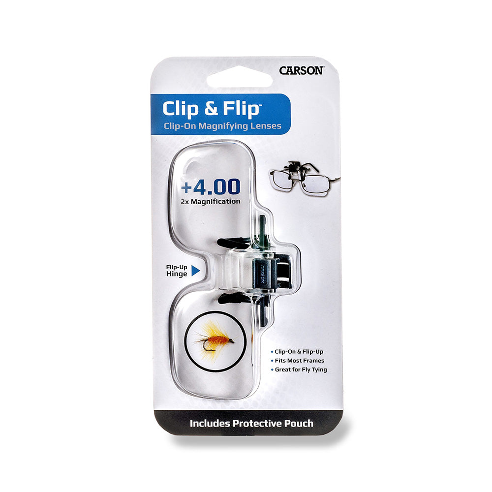 Carson Loep Brille 2x (+4.00 Dioptrie) Clip-On und Flip-up