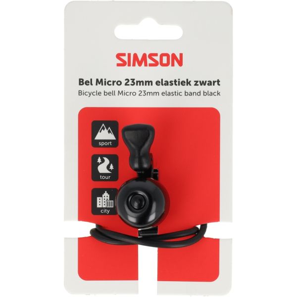 Simson Fahrradklingel Micro 23mm gummielastische Befestigung schwarz