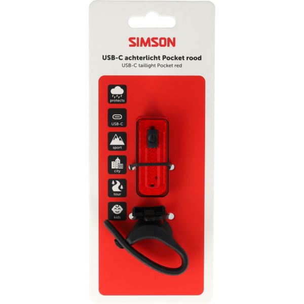 Simson USB-C LED-Taschenlampe rot