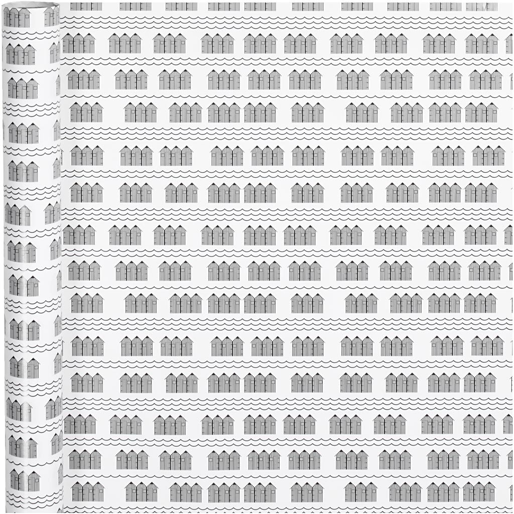 Creativ Company Geschenkpapier, Badehaus, B: 70 cm, 80 gr, schwarz, weiß, 4 m 1 Rolle