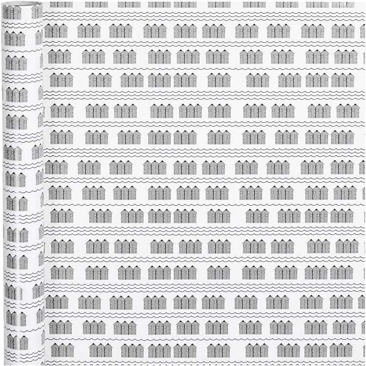 Creativ Company Geschenkpapier, Badehaus, B: 70 cm, 80 gr, schwarz, weiß, 4 m 1 Rolle