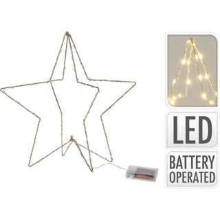 Andere Marken Gold -Colored Christmas Star mit LED -Beleuchtung auf Batterie 37 cm