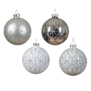 Weihnachtskugel aus Glas 2 Farben sortiert 8 cm | 12 Stück