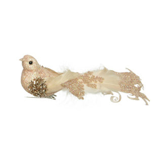 Vogel -Schaumperlen - Glitzerfeder auf Clip 4 Assorti 16,5 cm