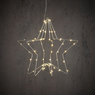 Edelman Stern hängend silber warmweiß 60led bo - h30xd30cm | 3 Stück
