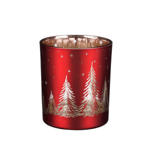 Teelichthalterglas rot - H10xd8,5 cm