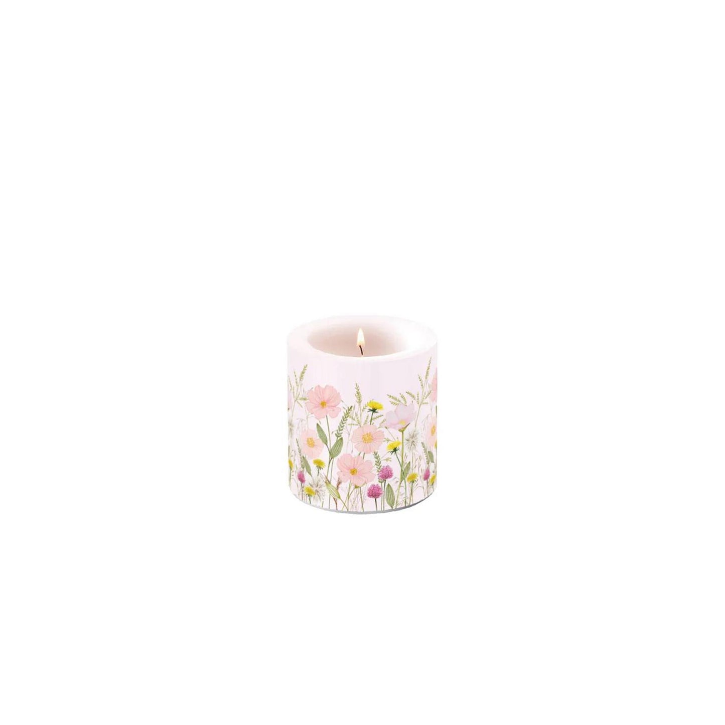 Ambiente Kerze kleine Pastellblumen rosa