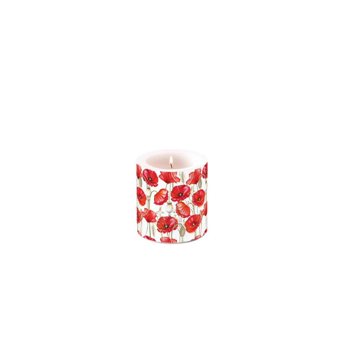 Ambiente Kerze klein Mohn ganz in weiß