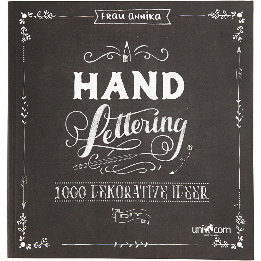 Handlettering – 1000 Ideen, Größe 22x23 cm, Stärke 2 cm, Seitenzahl 143, 1 Stück, dänischer Text