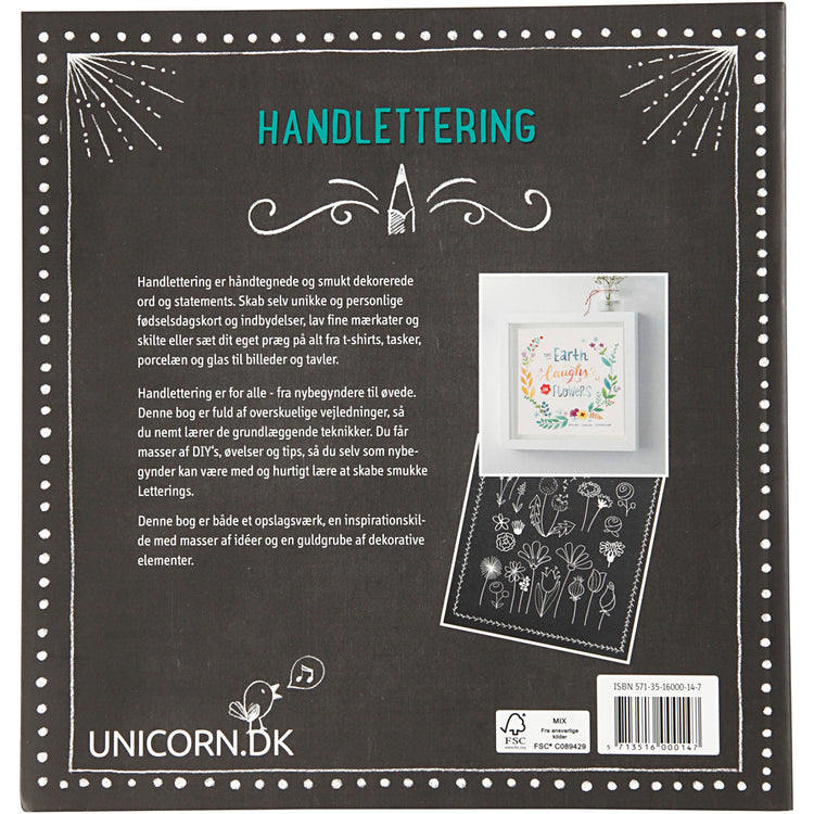 Handlettering – 1000 Ideen, Größe 22x23 cm, Stärke 2 cm, Seitenzahl 143, 1 Stück, dänischer Text
