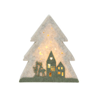 Weihnachtsbaum mit Filzhäusern LED 17cm 15,5x4x17cm | 4 Stück