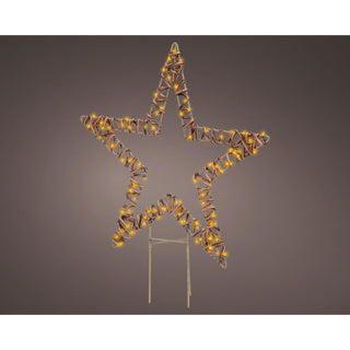 Kaemingk Mikro-LED-Pfahlleuchte aus Korbgeflecht, stabile Außenlänge: 1 cm x B. 48 cm x H. 54 cm