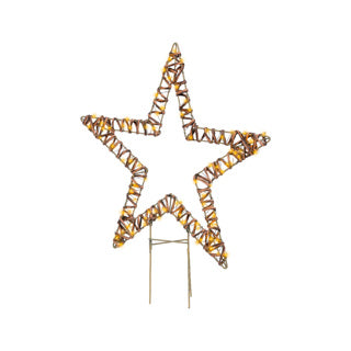 Kaemingk Mikro-LED-Pfahlleuchte aus Korbgeflecht, stabile Außenlänge: 1 cm x B. 48 cm x H. 54 cm