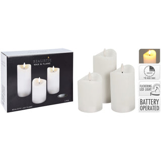 Kein Feuer LED-Kerze 3er-Set weiß | 2 Stk