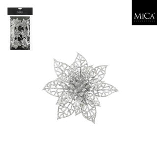 Edelman Clip Weihnachtsstern Silber 6 Stück - H1xT8cm | 4 Stück