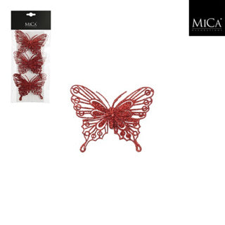 Edelman Clip Schmetterling rot 3 Stück - L10xB8cm | 4 Stück