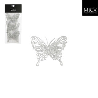 Edelman Clip Schmetterling Silber 3 Stück - L10xB8cm | 4 Stück