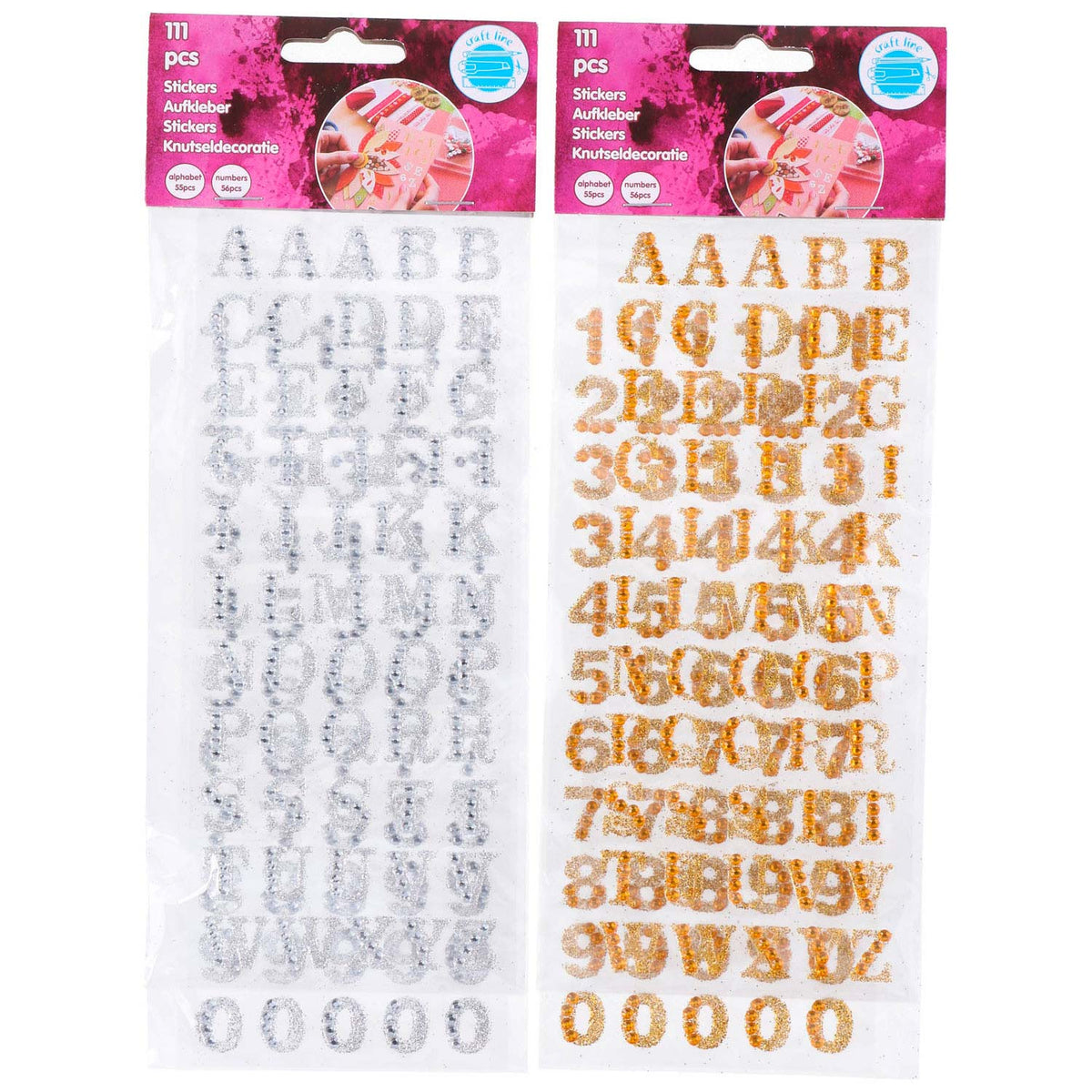 Aufkleber Alphabet und Zahlen, 111dlg.