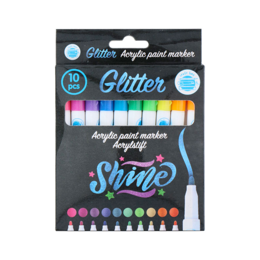 Acrylmarker Glitzer, 10st.