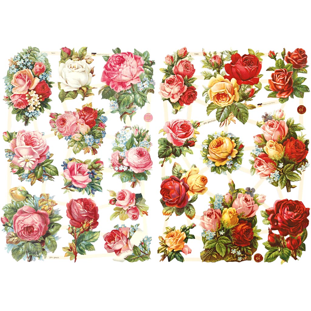 Creativ Company Vintage-Bilder, Rosen, Blatt 16,5x23,5 cm, 2 Blatt 1 Karton