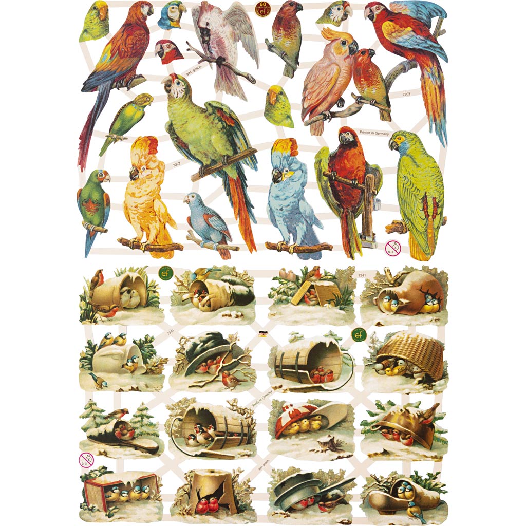 Creativ Company Vintage-Bilder, Vögel, Blatt 16,5x23,5 cm, 2 Blatt 1 Karton