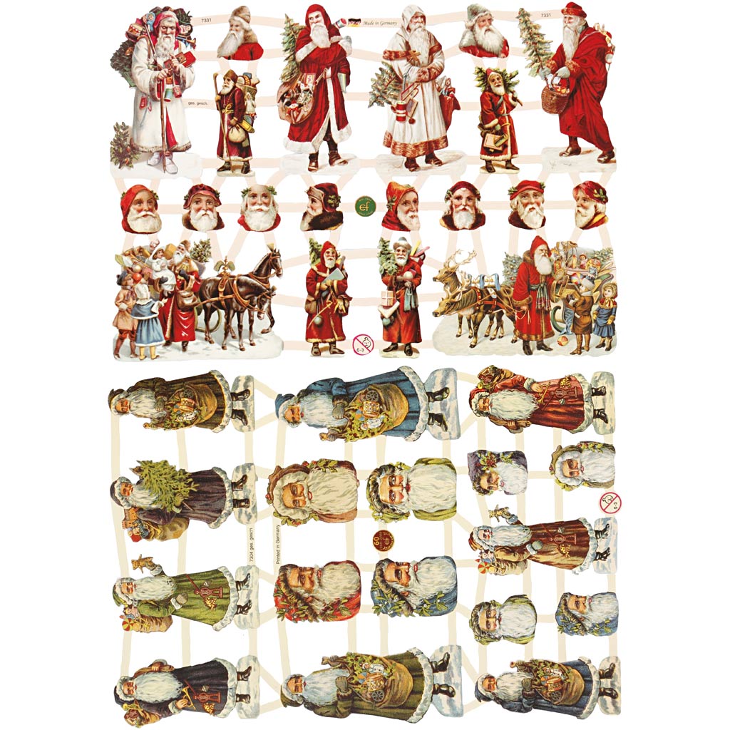 Creativ Company Vintage-Bilder, Weihnachtsmann, Blatt 16,5x23,5 cm, 2 Blatt 1 Karton