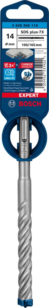 Bosch Zubehör Expert SDS Plus-7x Bohrhammer 14 x 100 x 165 mm – 1 Stück – 2608900119