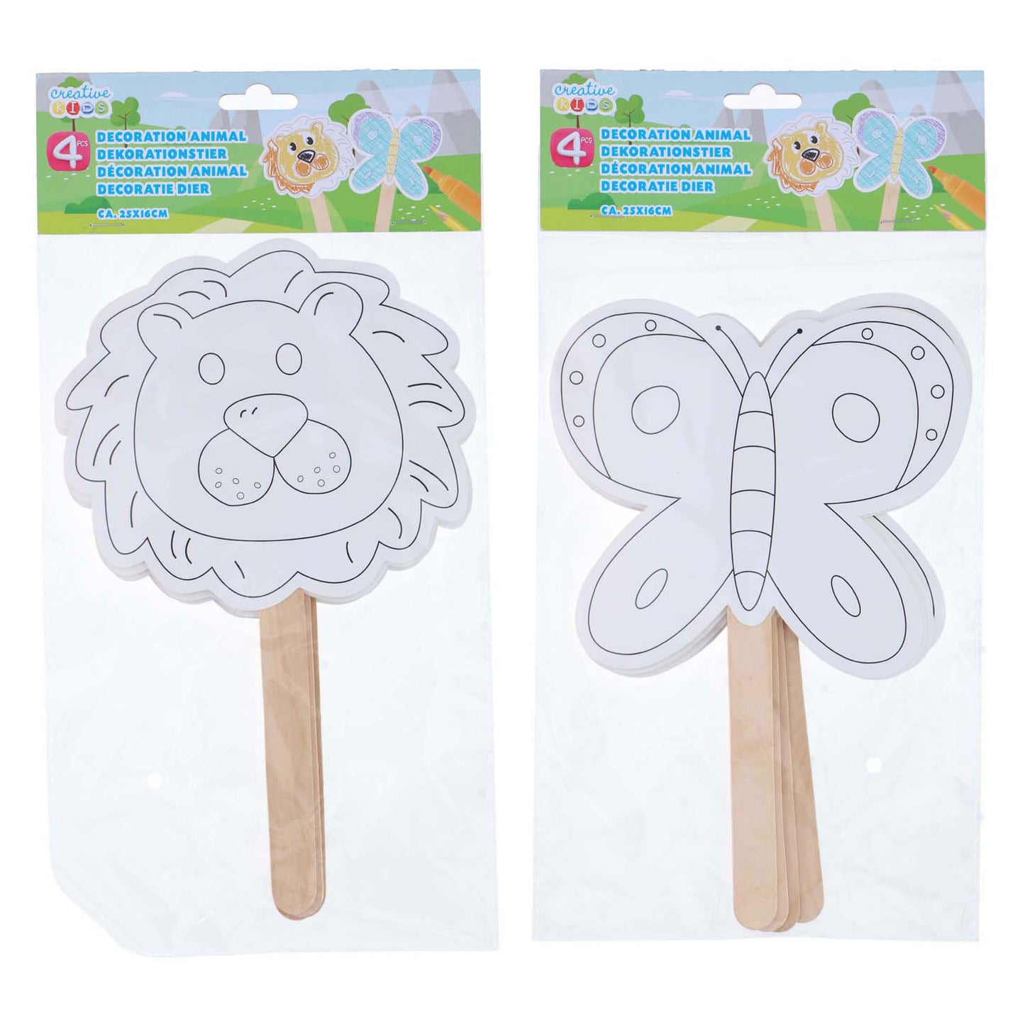 Deko-Masken mit Holzgriff, 4-tlg.
