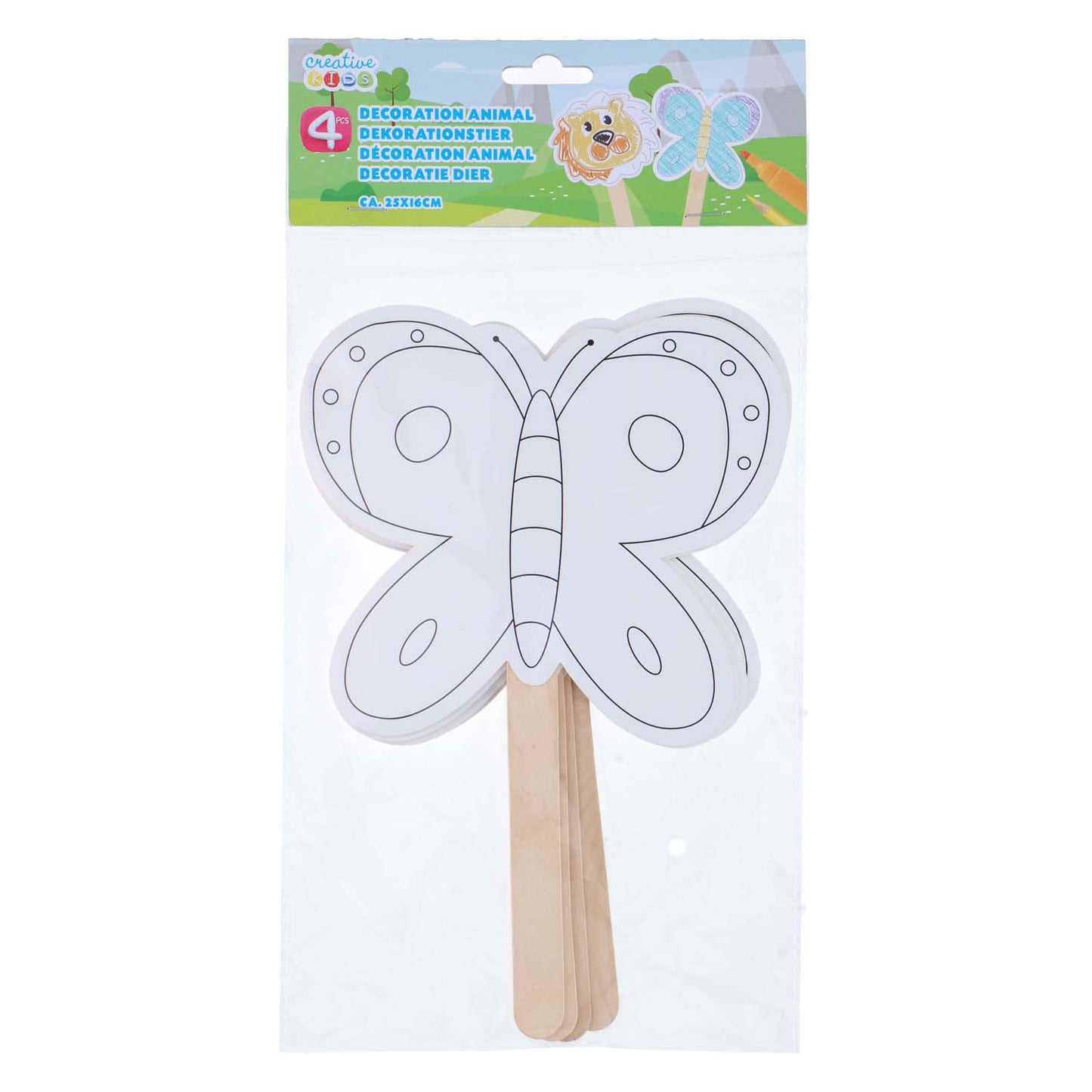 Deko-Masken mit Holzgriff, 4-tlg.