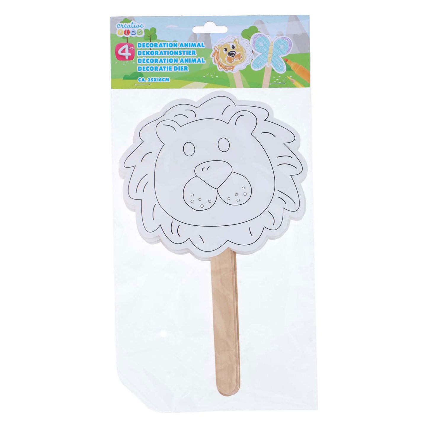 Deko-Masken mit Holzgriff, 4-tlg.