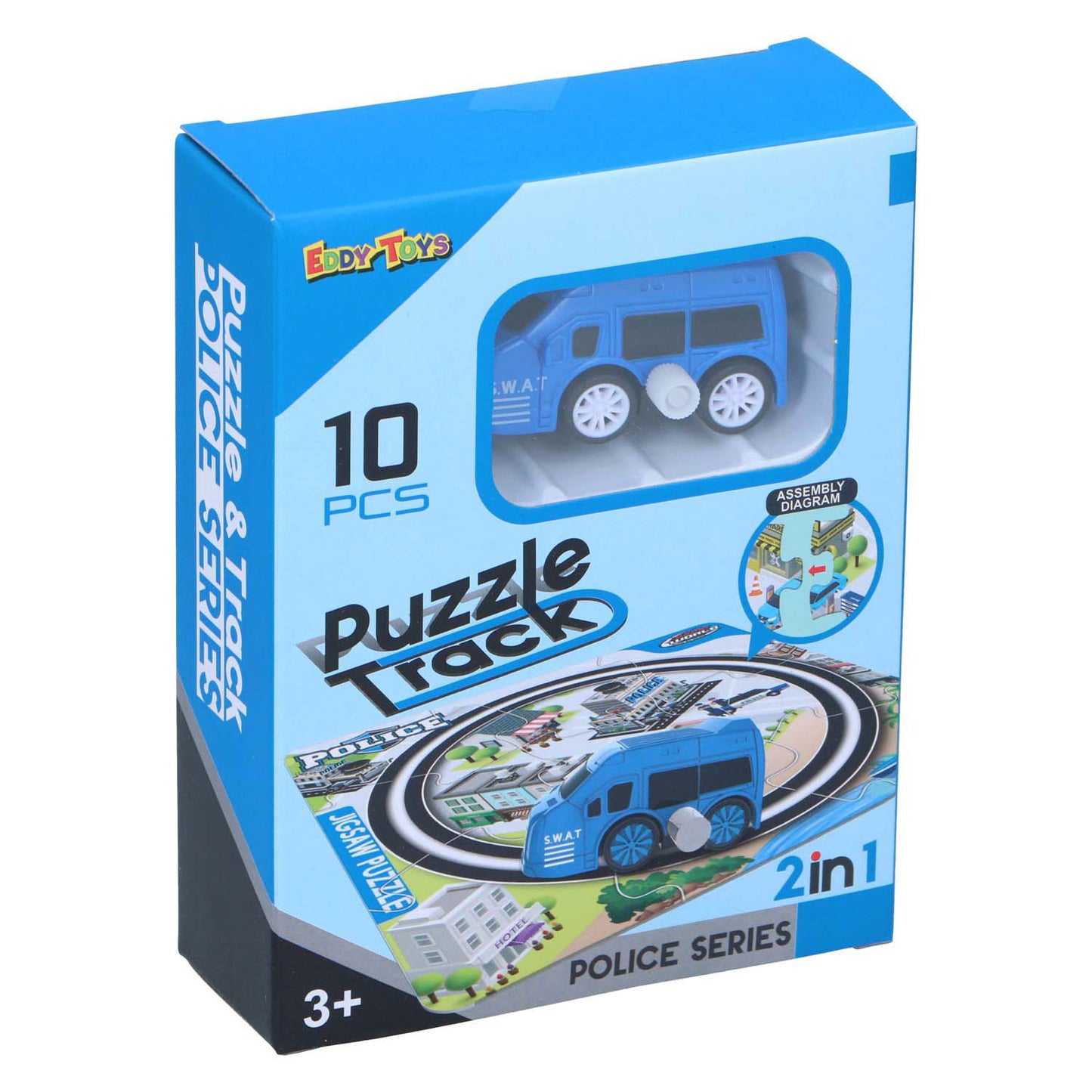 2-in-1-Gleispuzzle mit Auto, 9-tlg.