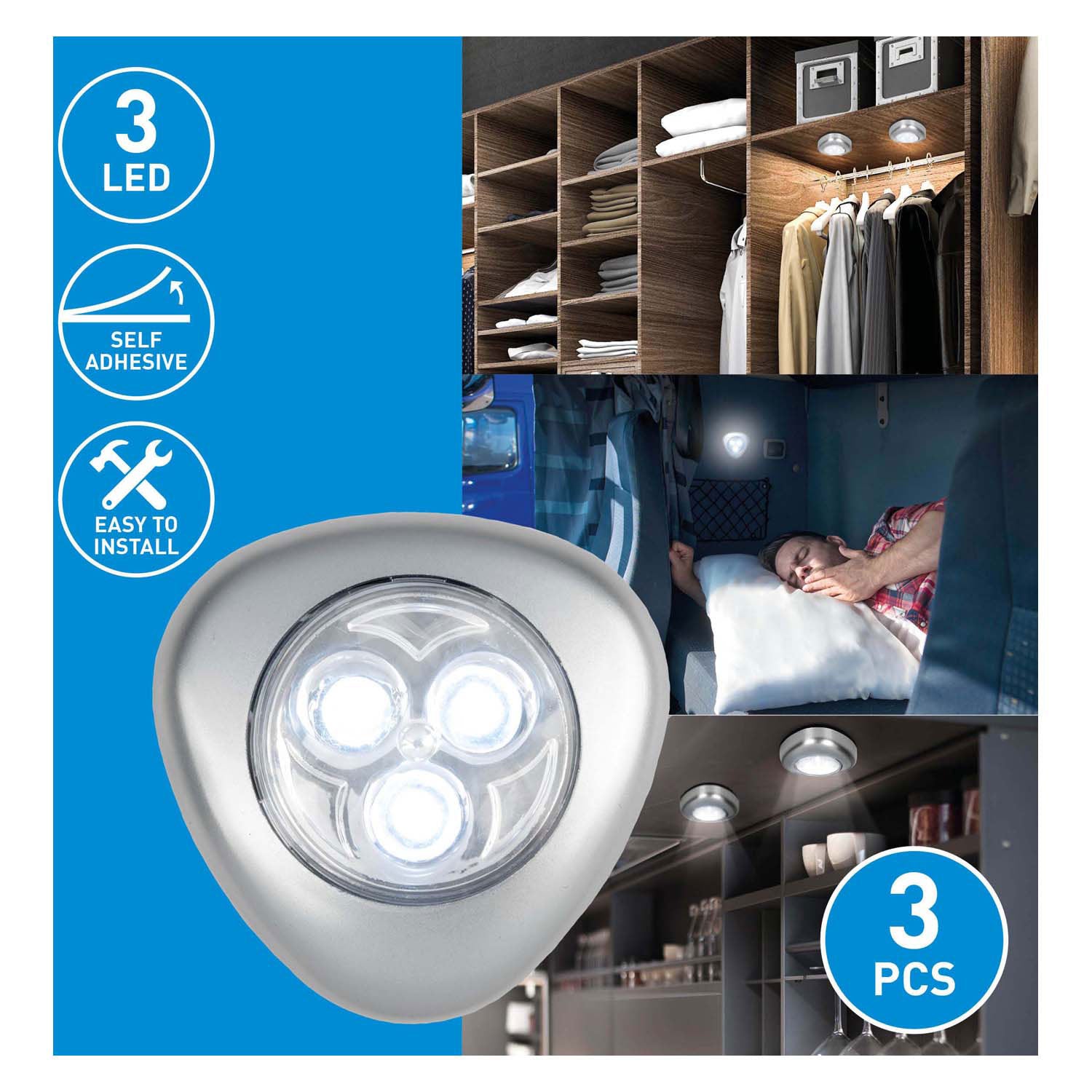 Drucklampe LED, 3 Stk.