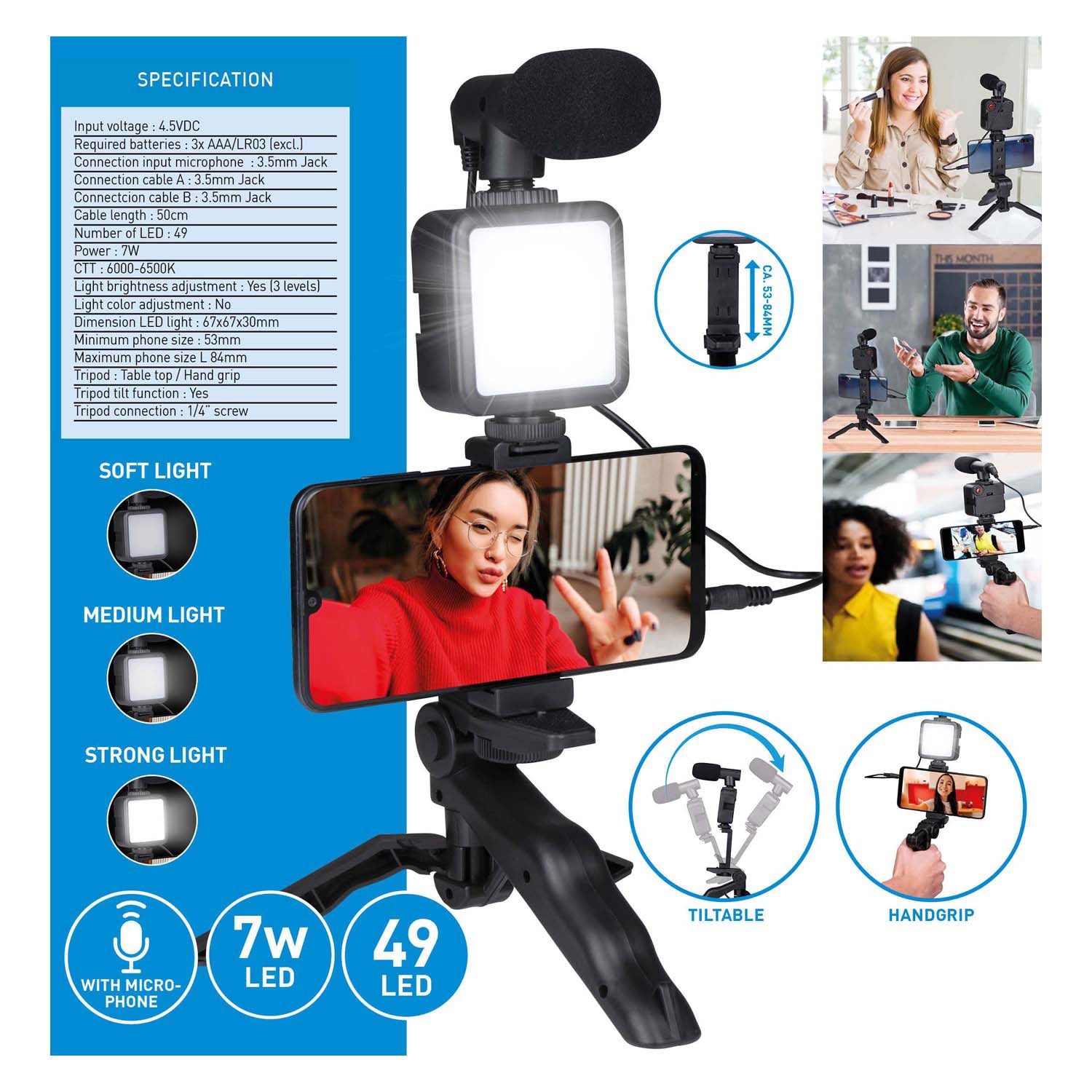 Selfie-Studio-Vlog-Kit 3-in-1