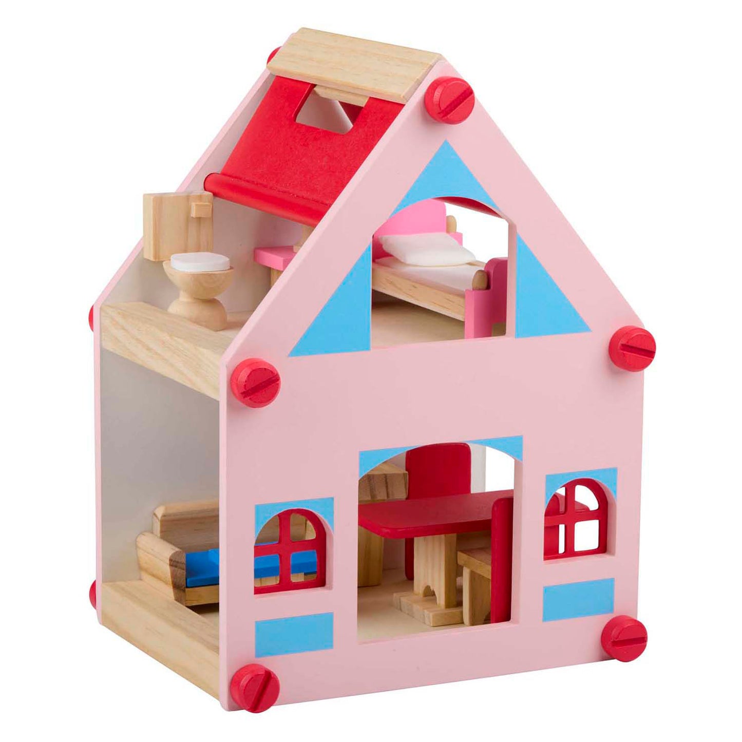 Puppenhaus aus Holz mit Zubehör, 30-tlg.