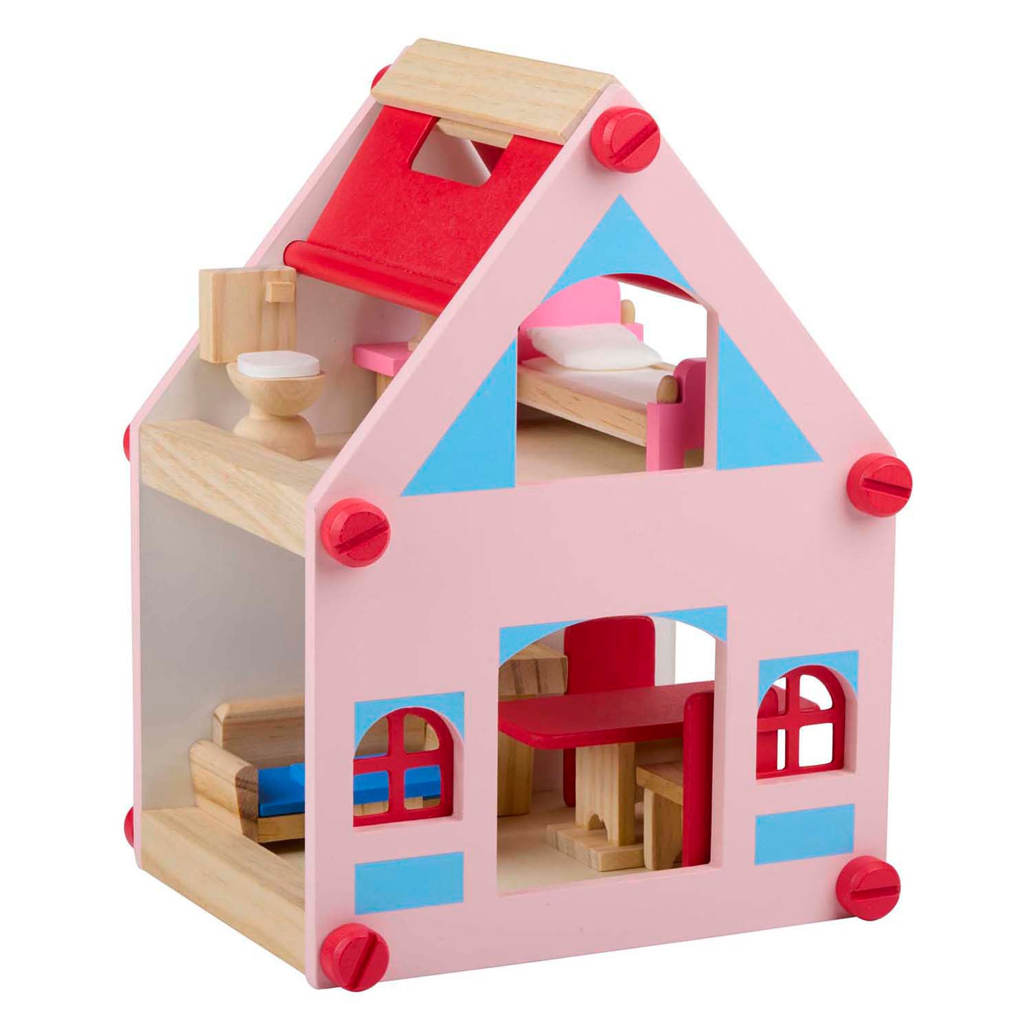 Puppenhaus aus Holz mit Zubehör, 30-tlg.