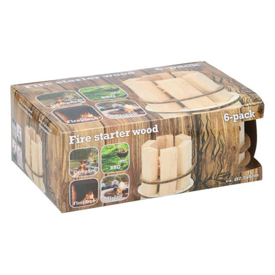 Feueranzünder aus Holz, 6er-Pack