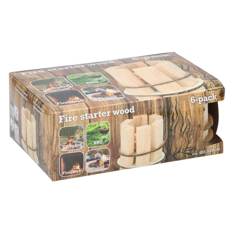 Feueranzünder aus Holz, 6er-Pack