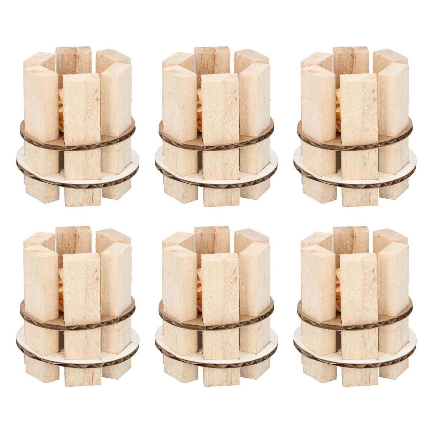 Feueranzünder aus Holz, 6er-Pack