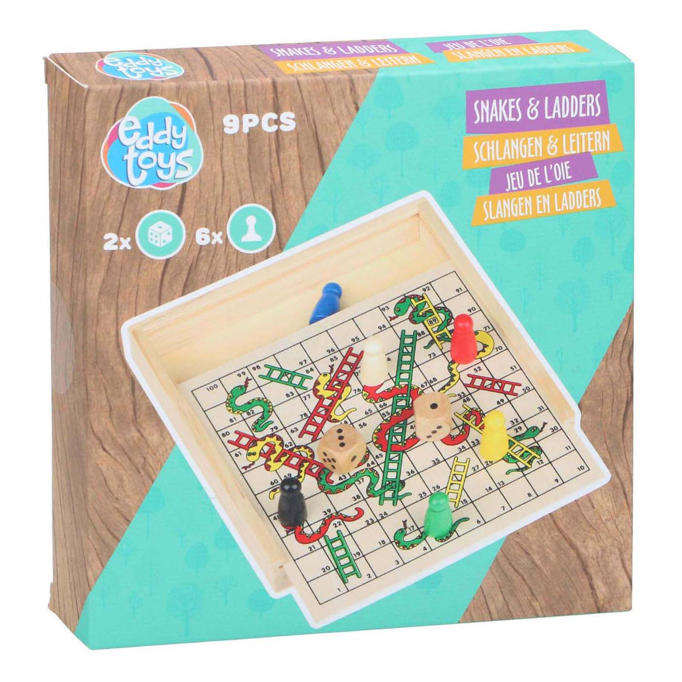 Spiel mit Schlangen und Leitern aus Holz