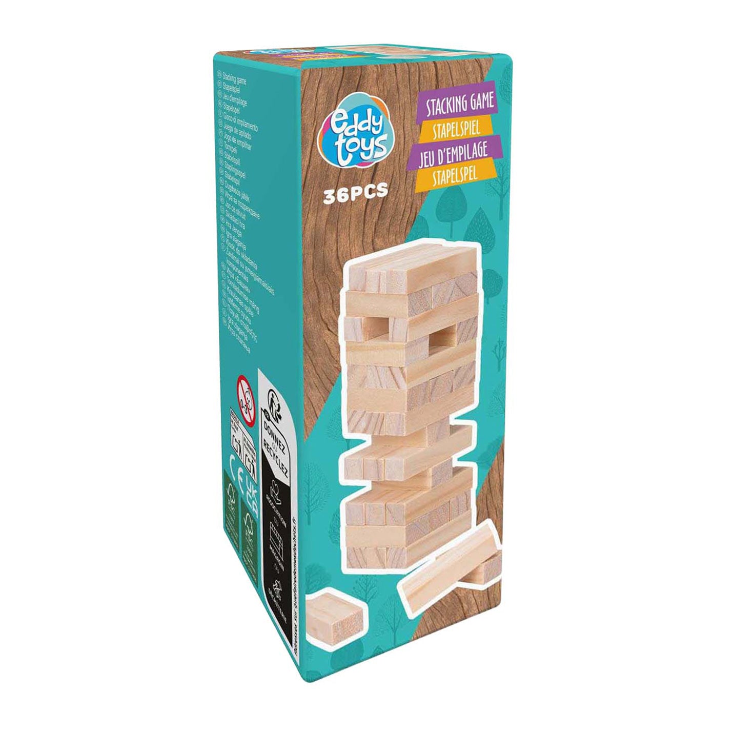 Stapelspiel aus Holz, 36 Teile.